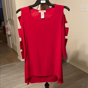 Red Asymmetrical 3/4 Sleeve Tunic